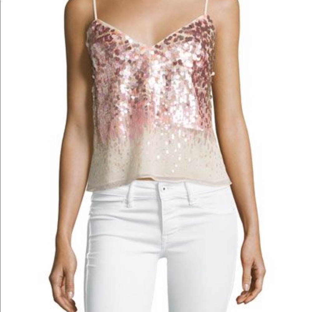 Halston heritage sorbet blush sequin top nwt